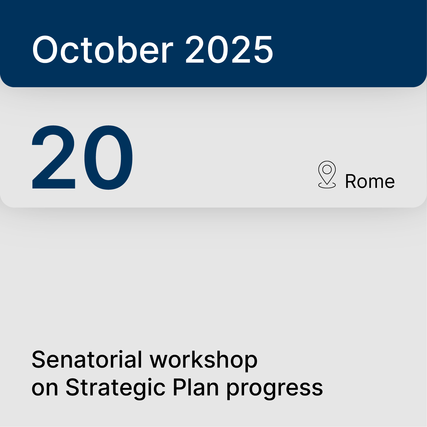 October 20, 2025 – Rome: Senatorial workshop on Strategic Plan progress